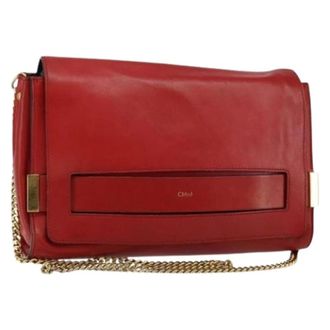 Chlo&eacute; Pre-owned Elle Chain Clutch - Dames - Pre-owned - Rood - Maat: ONE Size Leer