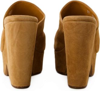 Robert Clergerie Womens Suede Platform Heel Brown Leather
