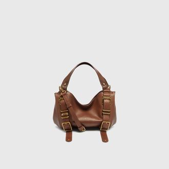 Diesel D-One-Small top-handle bag in treated leather - Handbags - Woman - Brown