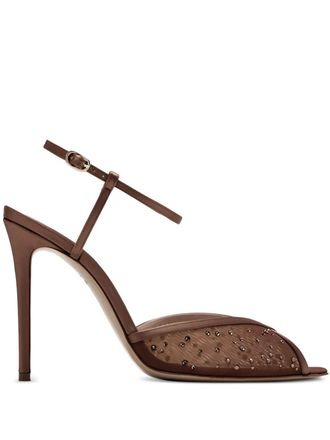 Andrea Wazen Sandali Katy con cristalli 105mm - Toni neutri