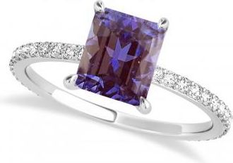 Allurez Emerald Alexandrite & Diamond Hidden Halo Engagement Ring 14k White Gold (2.93ct)