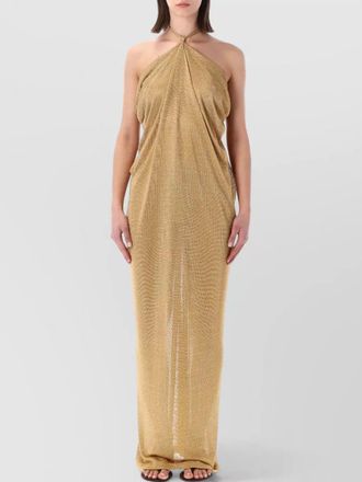 Alberta Ferretti long evening dress lurex halter neck