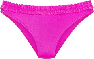Lascana Bikini-Hose LASCANA Liora, Damen, Gr. 34, N-Gr, blau (magenta), Recycling-Polyamid, gl&auml;nzend, Badehosen Bikini-Hose, mit R&uuml;schen