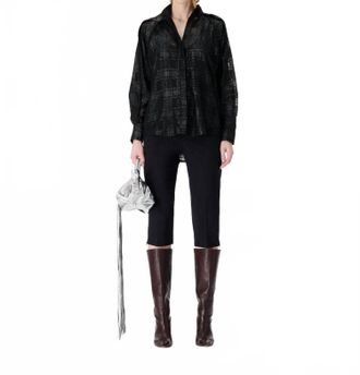 Iro Valmu High Collar Shirt In Black Lurex