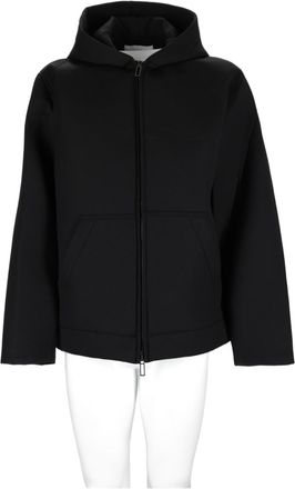 Paolo Pecora Black Hooded Zipper Boxy Polyester-Blend Jacket
