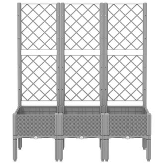 Berkfield Home Garden Planter with Trellis Light Grey 120x40x142 cm PP | Size: 120 x 40 x 142 cm