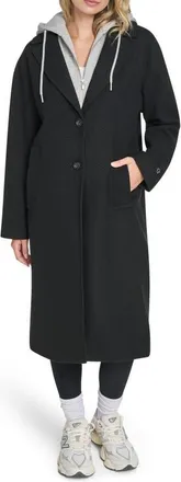 Champion Topcoat with Removable Hooded Bib in Black at Nordstrom, Size X-Small