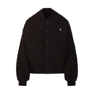 Ralph Lauren Kabelgebreid bomberjack - Dames - Truien - Bruin - Maat: XS Wol