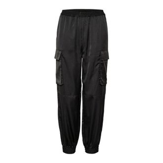 Saint Tropez Black Cargo Trousers with Elastic Waist - female - Saint Tropez - Straight Trousers - Black - 2XL - Trousers