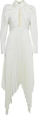 Khaite Abito midi asimmetrico pliss&eacute; - Bianco
