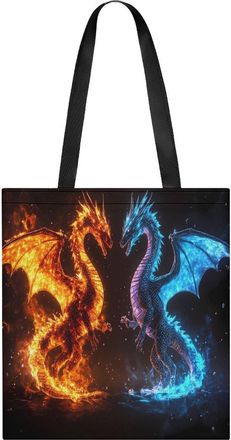 Generic Fire And Blue Dragons Womens Tote Casual Shopping Bag Lightweight Shoulder Bags Hobos Handbag for Work Travel Daily 35x40cm