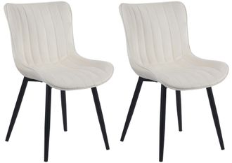 Clp Clp - Set De 2 Sillas De Comedor Largo En Terciopelo O Polipiel Crema Terciopelo