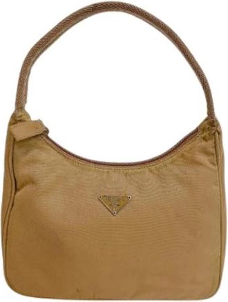 Prada Pre-owned Pouch - Dames - Vintage Schoudertas - Beige - ONE Size - Nylon - Vintage