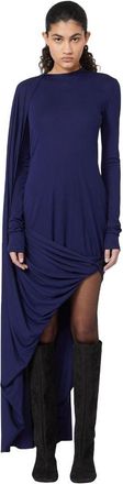 Max Mara Womens Ariete1234 - Asymmetrical Dress With Draping - Dark Blue viscose - Size X-Small