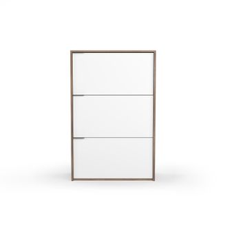 HERDASA Zapatero Con 3 Puertas Abatibles, Modelo Arhus (519), En Nogal Y Blanco