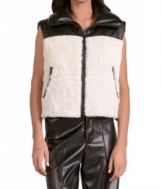 Elan Reversible Faux Leather Vest In Black