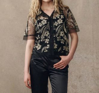 The Great. Cotillion Button Up Shirt In Brocade Floral
