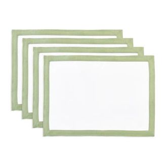 Solino Home Linen Placemats - Classic, 14 x 19 in Sage Green And White at Nordstrom, Size Medium