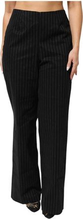 Bencivenga High Waist Straight Pants - Dames - Wijde Broeken - Zwart - 3XL - Wol - Broeken