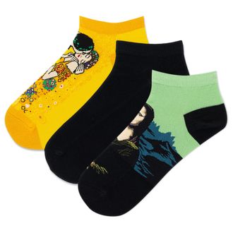 Hot Sox Womens Fun Famous Paintings Low Cut Socks-3 Pair Pack-Cool & Artistic Gifts Davinci/Klimt, Green, 4-10
