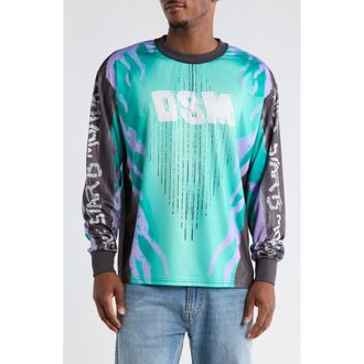 Diet Starts Monday Flame Logo Detail Long Sleeve Top in Teal/purple at Nordstrom, Size Xx-Large