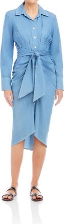 Fifteen Twenty Rayleen Long Sleeve Pleated Shirtdress In Chambray