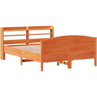 vidaXL Vidaxl - Estructura De Cama Sin Colch&oacute;n Madera Maciza Marr&oacute;n 135x190 Cm