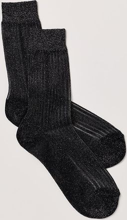 Stems Fine Ribbed Metallic Crew Socks