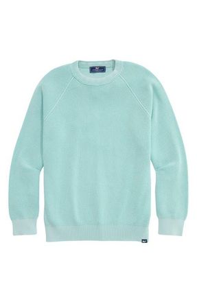 Vineyard Vines Waffle Knit Cotton Crewneck Sweater in Mangrove Mint at Nordstrom, Size Xx-Large