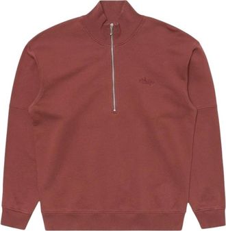 Edwin Koji Half Zip Sweat - Heren - Sweatshirts - Rood - S - Hoodies & sweatvesten
