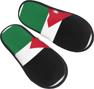 Generic Camping Slippers Jordanians Flag Furry Hotel Slippers Breathable Cotton Slipper For Indoor Bedroom Spa L