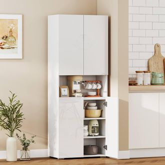 HOMCOM 180cm Tall Kitchen Cupboard, Pantry Storage Cabinet in White