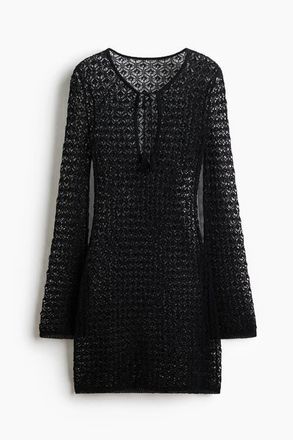 H&M Crochet-look Beach Dress in Black at Nordstrom, Size X-Large