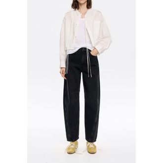Bimba & Lola Barrel Jeans in Washed Denim Black at Nordstrom, Size 38 Eu