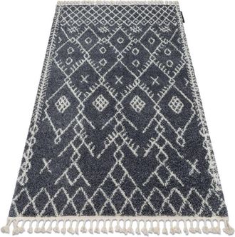 RugsX Rugsx - Carpet berber tanger B5940 grey / white Fringe Berber Moroccan shaggy grey 120x170 cm