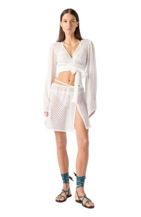 Missoni Mini Pareo Skirt In Lam&eacute; Viscose With Raschel Workmanship in White at Nordstrom, Size X-Small