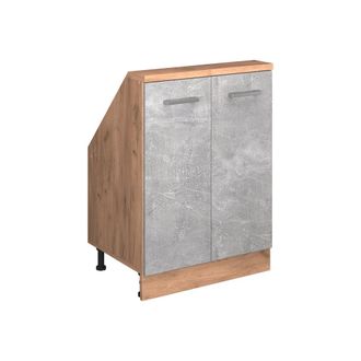 Vicco Armario De Cocina Para Techo Inclinado R-line, Hormig&oacute;n/roble Dorado, 60 Cm Con 2 Puertas, Vicco