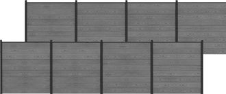 vidaXL Conjunto De Valla 1391 X 186 Cm Wpc Y Aluminio Gris Vidaxl
