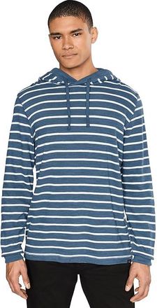Faherty Slub Cotton Hoodie Mens Clothing Breaker Blue Breton Stripe : MD
