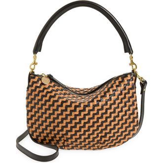 Clare Vivier Petit Moyen Woven Messenger Bag in Black/Natural at Nordstrom