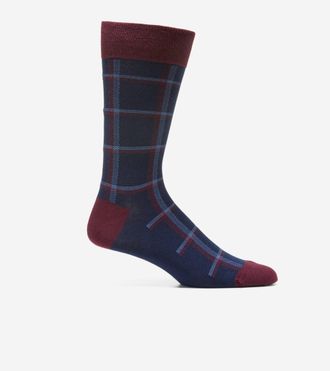 Cole Haan Mens Plaid Dress Crew Socks - Blue