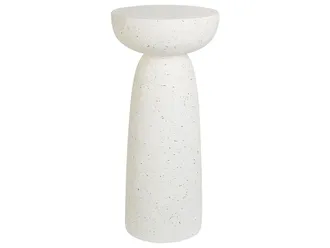 Beliani Tavolino In Fibra Di Vetro Mgo Di Forma Rotonda Con Effetto Terrazzo Bianco Cadini