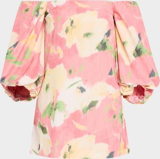 Tanya Taylor Ashley Printed Off-The-Shoulder Dress