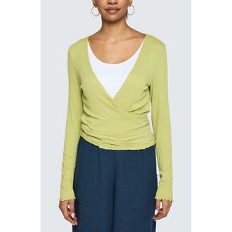 Luukaa D'Celli Kai Wrinkled Viscose Jersey Top in Lime at Nordstrom, Size 10