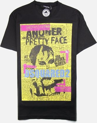 Dsquared2 Mens Dsquared2 Another Pretty Face Tee Black/Yellow - Size: 40