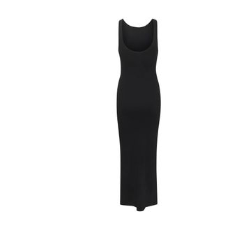 Gestuz Omkeerbare Lange Jurk met Split - Dames - Casual kleedjes - Zwart - XS - Katoen - Kleedjes