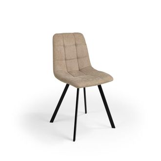 Pondecor Interiorismo Set 4 sillas con patas met&aacute;licas negras y tela marr&oacute;n