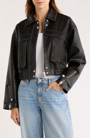 Blank NYC Faux Leather Bomber Jacket in Overnight at Nordstrom Rack, Size X-Small
