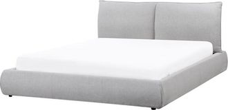 Beliani Cama Moderna Tapizada Tela 160 X 200 Cm De Listones Gris Claro Vinay