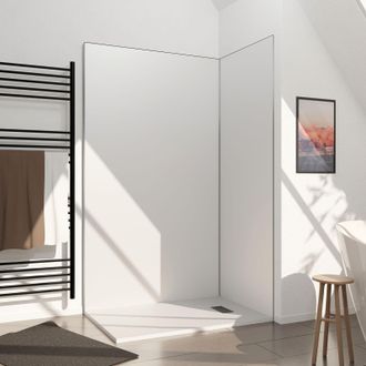 Aurlane Lote De 2 Paneles Murales Aluminio Blanco 80+120x210cm Y Perfiles Cromados